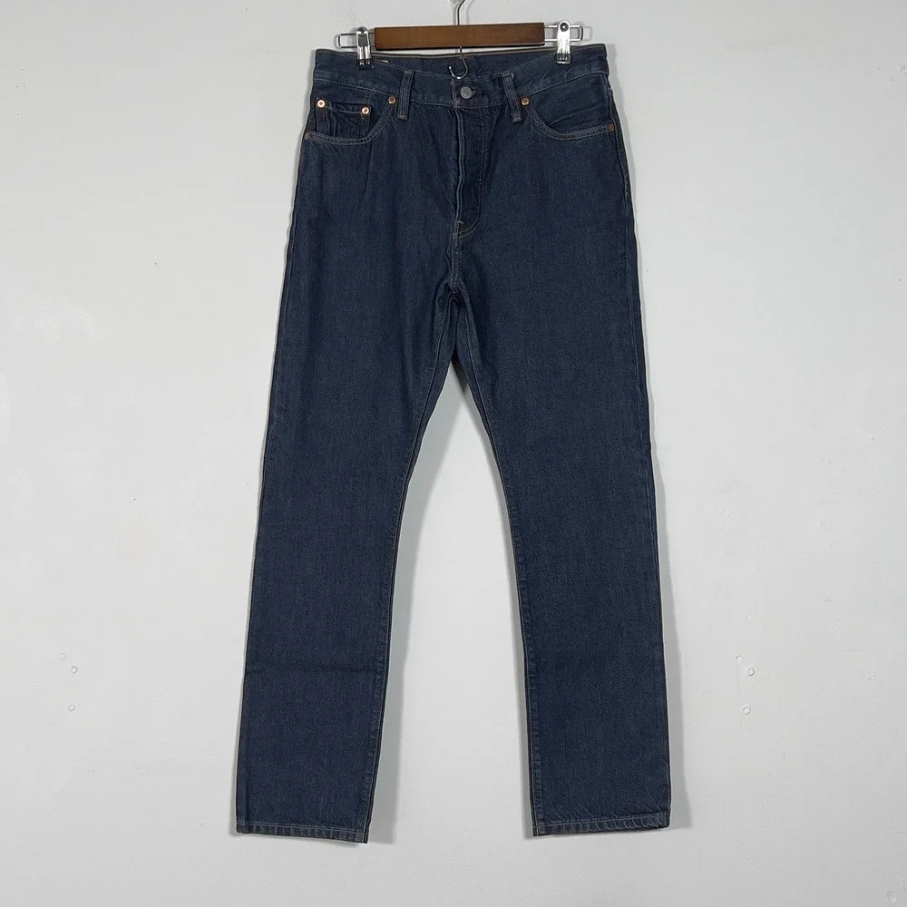 Levis 501 Premium Slim Leg Jeans Mens Sz 29x30 Indigo Dark Wash Button Fly